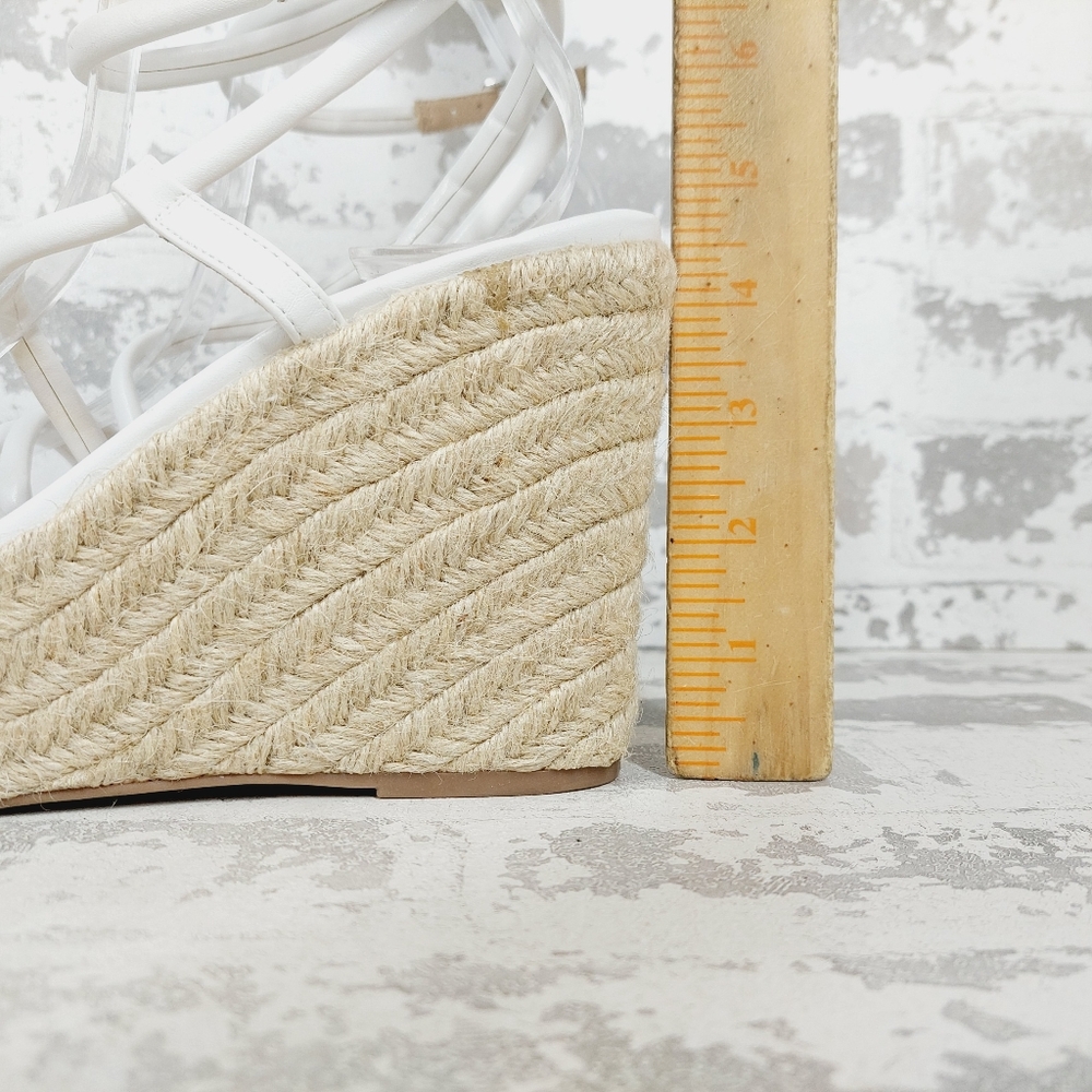 NEW BP White Cohan Espadrille Wedge Strappy Sandals V679 - Picture 2 of 13